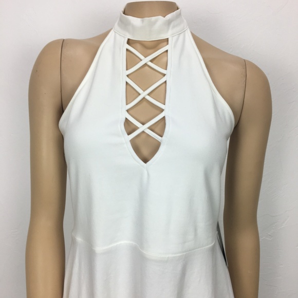Express White Halter Style Dress Size Medium - Picture 6 of 8